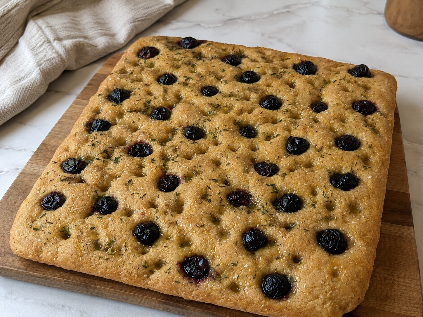 Fresh Milled Cherry Thyme Focaccia fresh milled bread