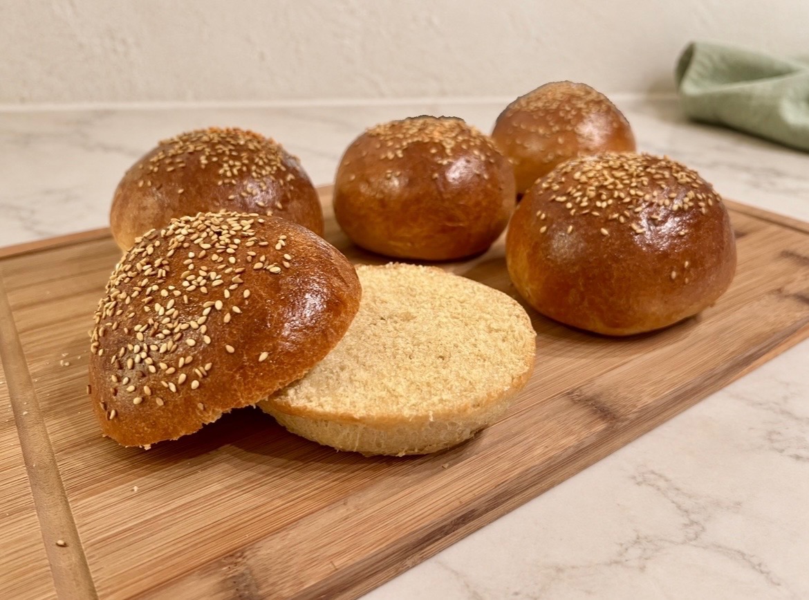 Fresh Milled Brioche Hamburger Buns fresh milled bread