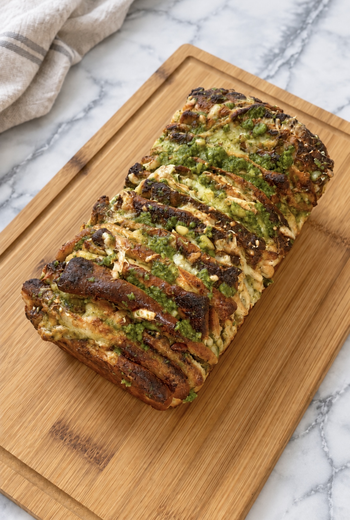 Fresh Milled Pesto and Mozzarella Pull-Apart Loaf